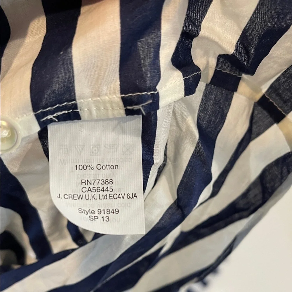 J. Crew Long Sleeve Navy and White Striped Button-Up
